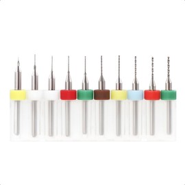 Micro Drill Bit, 0.0004 - 0.04 inch (0.1 - 1.0 mm), PCB Precision Drill Blades, Ultra Fine CNC Engraving Printed Circuit Board Drill Bits 10 Pieces
