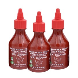 OX BRAND Sriracha Hot Chili Sauce | Bold & Fiery Spicy Sauce with Sun-Ripened Chilies & Garlic | Premium Quality, No Artificial Additives | Perfect for Cooking & DIpping (Small [8.65 oz X Pack of 3])