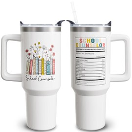 owbgsdh School Counselor Gifts Teacher Gift School Counselor Appreciation Gifts 40oz Stainless Steel Tumbler Cup Mug Water Bottle with Handle for Women Men