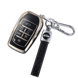Kinotaka Toyota TPU Smart Key Case, Alphard, Vellfire 30 Series, 40 Series, Late Period, Early Period, New Sienta, RAV4-PHV, 50 Series, 6 Buttons, Exclusive Design Key Holder, Black