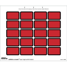 Tabbies Legal Exhibits-U-Create Blank Red 1-5/8"W x 1" H Labels, 8-1/2"W x 7" H Sheet, 240 Labels/Pack (48093)