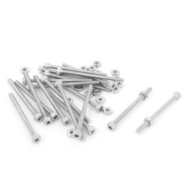 Sourcingmap M2x30mm Hex Socket Head Knurled Cap Screws Bolts Nuts Set 20Pcs