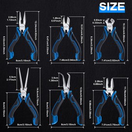SPEEDWOX 6-Piece Mini Pliers Set - Needle Nose, End Cutting, Bent Needle Nose Diagonal, Long Nose and Linesman Pliers for Jewelry Making Beading,Craft Making Electronic Repair with Carrying Pouch