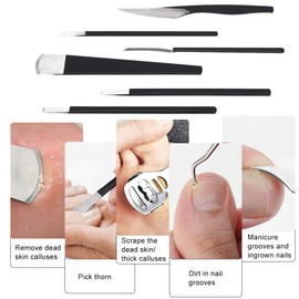 Juego de manicura, kit de pedicura cortaúñas, kit de manicura de acero inoxidable de 6 piezas, cuchillo de pedicura profesional, herramienta para el cuidado de los pies con caja de almacenamiento(1#)