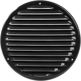 Vent Systems 8" Inch Black Round Soffit Vent Cover - Air Vent Louver with Built-in Mesh Screen – Wall or Ceiling Ventilation Grille for Intake/Exhaust HVAC Systems – Indoor and Outdoor Use