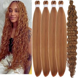 Gold Brown Boho Braiding Hair Curly Braiding Hair for Boho Braids Pre stretched Bohemian Braids