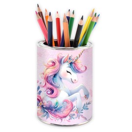 Stiftebecher Einhorn rosa - Stifteköcher Stiftehalter Schreibtischorganizer Schreibtisch Büro Stifte Organizer Metall Kinder Mädchen Einschulung