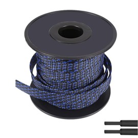 100ft-1/8inch PET Expandable Braided Sleeving Wire Loom Cable Sleeves Automotive Wire Sleeve Cable Management Wrap Wire Protector Tubing Desk Wire Organizer for Home,Office,Audio HDMI Cable,Black&Blue