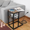 Yoobure C Shaped End Table with Charging Station for Living