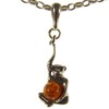 Baltic amber and sterling silver 925 cognac monkey pendant (no
