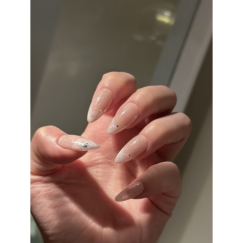 [Highly recommended✨Real extension feeling] Fine pearl ink marble nail tips