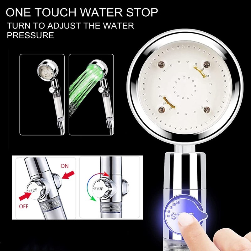 JINYOMFLY LED Shower Head with Colour Changing, LED Hand Shower,