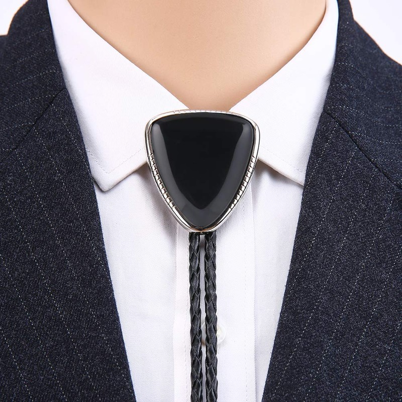 KDG Triangle Nature Agate Shape Bolo Tie Western Cowboy Celtic