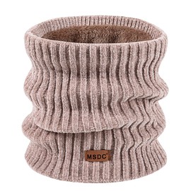 MSDC Winter Scarf for Women Neck Gaiter Warmer Chenille Fleece Face Mask Covering for Cold Weather Gifts Beige