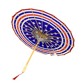 Bestage 33" Handmade American Stars & Stripes Flag Oiled Parasol Bamboo Silk Umbrella Chinese Japanese Art Classical Dance Umbrella for Wedding Parties Photography Costumes Cosplay Decoration