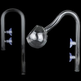 Caylingdee Poppy Pipe Glass Inflow Outflow Set Aquatic U Shape Inflow Pipe Set for Aquarium Planted Tank Filter 17mm for 16/22mm(5/8" ID) Tubing