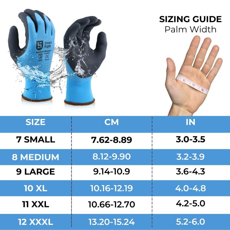 Shield Right AquaGuard Waterproof Work Gloves, 15 Gauge Double Coated