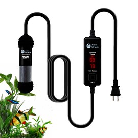 AquaMiracle 15W Small Aquarium Heater Fish Heater, Super Mini Fish Tank Heater Turtle Tank Heater for 1-3 Gal Tanks, with Dual LED Display, Dry-Run/Overheating Protection & Memory Function