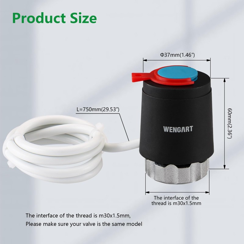 Wengart Thermoelectric Actuator WG2213, Normally Closed AC230V M30 x 1.5