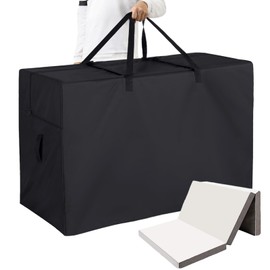 Folding Mattress Storage Bag, Sturdy Foldable Moving Mattress Tote Bag(54x13x25.6inch) Black