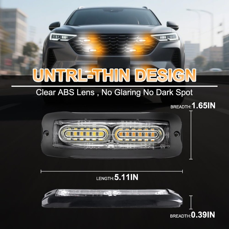 Nrgedzam 4pcs Emergency Strobe Lights Sync Feature Warning Flashing Lights