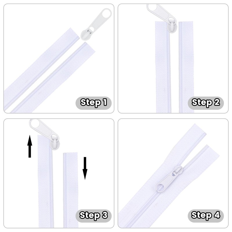 DOITEM 12 Yards White Nylon Coil Zipper by The Yards,