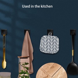 MOUTEK Moutek - Selbstklebende Haken, Matt Aluminiumlegierung 5KG Heavy Duty Wandhaken fr Badezimmer Kche Wohnzimmer 4er Pack Schwarz