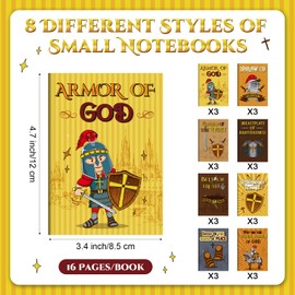 Sumind 24 Pieces Armor of God Notebooks Bulk Bible Verse Motivational Pocket Notepads Medieval Knight Party Favors Christian Religious Gifts for Sunday School Church Kids Classroom Rewards, 8 Style
