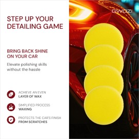Wax Applicator Pads 36 Pcs - Buffing Pads for Erase Car Scratches - Foam Polishing Pads Detailing - Car Wax Applicator Pads/Sponges for Polishing Car, 3.94 Inches