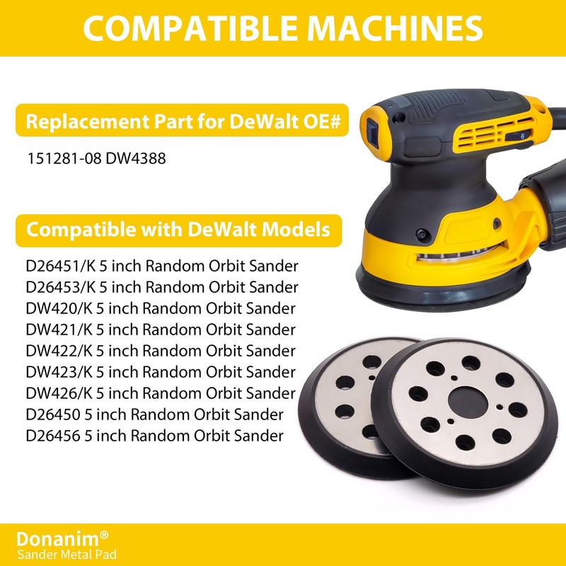 2 Pack Sander Pad Compatible with Dewalt, 5 Inch 8