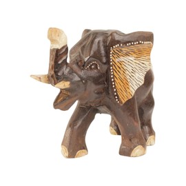 Brave Wings Hand Carved Wooden ~ Elephant 23cm Long ~ Ornament Sculpture Figurine Statue Unique Table Decoration Home Decor ~ 2646