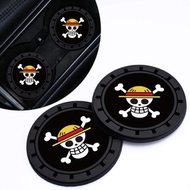 One Piece 2Pcs Car Cup Holder Coasters, Car Coasters for Anime Lovers Cup Holder for One Piece Fans,Car Interior Accessories, 2.75 Inch