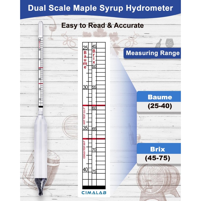 CIMALAB Maple Syrup Hydrometer Test Cup Kit, Hydrometer for Maple