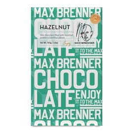 Max Brenner Premium Chocolate Bar – Gourmet Israeli Chocolate, Kosher Certified, 100g – Luxurious Cocoa Experience with Cocoa Butter – Made in Israel, Ideal Gift or Treat (1 Bar, HAZELNUT)