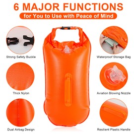 Mayoii 2pcs Tow Float Secure Multifunctional Double Airbags Nylon 23x45cm (Orange and Pink)