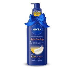 NIVEA Nourishing Hydration Skin Firming Body Lotion with Q10 and Vitamin C, 72-Hour Body Moisturizer for Dry to Very Dry Skin, Holiday Gifts for Self Care, 16.9 Fl Oz Pump Bottle
