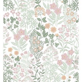 MelunMer Floral Wallpaper Peel and Stick Wallpaper Floral Contact Paper for Cabinets Nursery Wallpaper Botanical Self Adhesive Removable Wallpaper for Bedroom/Bathroom Wallpaper Waterproof 17.3"x78.7"