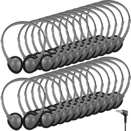 Konohan 30 Pack Headphones Bulk for Kids Classroom Headphones Student Headphones for School Class Set Headphones Adjustable on Ear Headphones Wire Headphones with 3.5 mm Jack for Kids Adults(Grey)