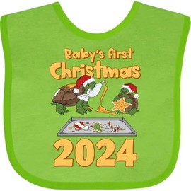 inktastic Baby's First Christmas 2024 Baby Bib Apple Green 4450a
