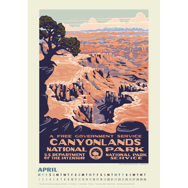 National Parks WPA Oversize Wall Calendar 2026 13.4" x 19"