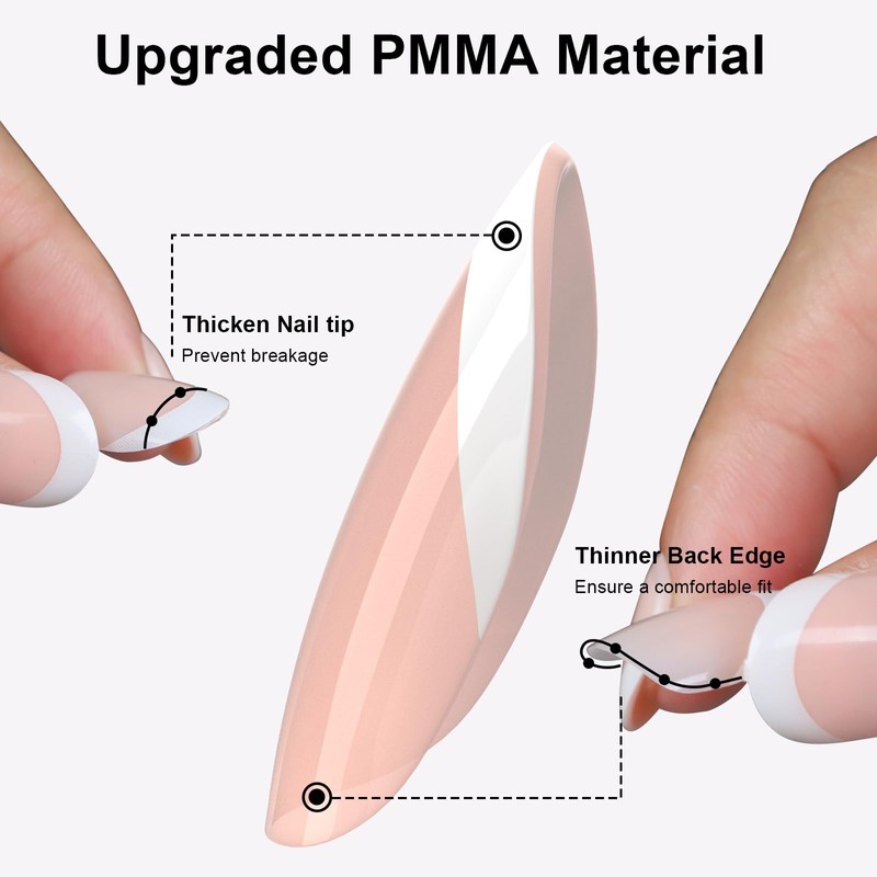 Anyos French Tip Press On Nails-300Pcs Short Oval French Gel