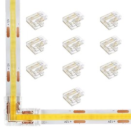 Amefil Transparent 3-pin 10mm RGB COB LED Strip Connector with no Gap or Solder, L-Shaped Connector 10pcs