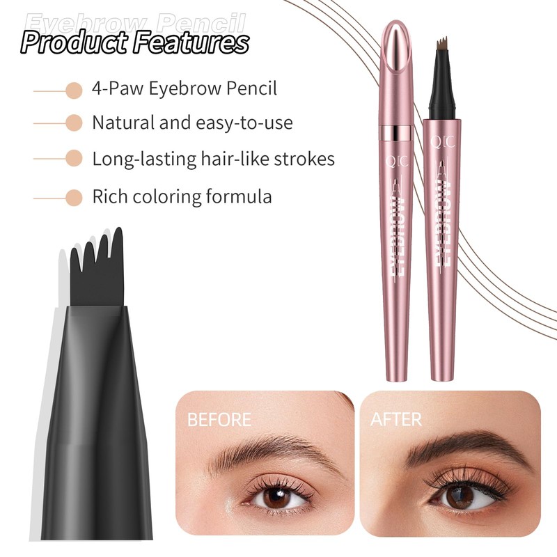 Magic Eyebrow Pencil with 4 Micro Fork Tips, Long Lasting