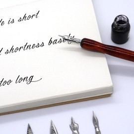 5 Nib Holders, Dip Pen Nib Holders Premium Sandalwood Comfort Grip Wooden Manga Nib Holders Painting Calligraphy Poster Making Manga Sketching Signature Drawing(Mahogany Color)