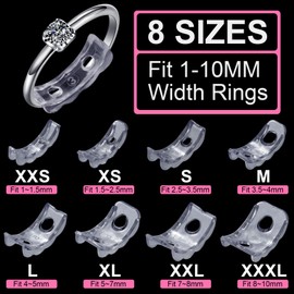 Isslly 8Pcs Invisible Ring Sizers for Loose Rings, Ring Guards with Holes, 8 Sizes Ring Size Adjuster, Anti-Slip Breathable Flexible Ring Spacers for Women Men, Fit for 1-10mm Width Rings