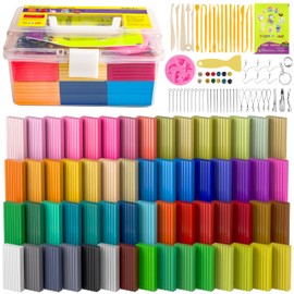 Polymer Clay 60 Colors, Modeling Clay for Kids Oven Baked Model Clay Non-Sticky with Sculpting Tools DIY Starter Kits,and Accessories