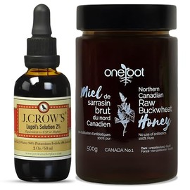J.CROW'S® Lugol's 2% Iodine Solution & 1.1 lbs of Buckwheat Honey, Natural Dark Honey, Rich in Antioxidants