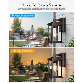 VIANIS Oil Rubbed Bronze Dusk to Dawn Outdoor Lights, Anti-Rust Aluminum Outside Lights for House, Modern Waterproof Hardwired Outdoor Wall Sconce for Porch, Garage, Front Door, Easy-to-Install