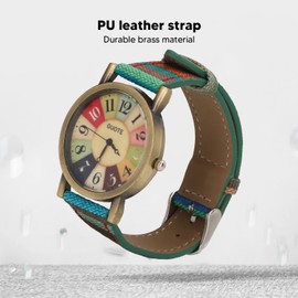 Asixxsix Fashionable Women's Watches, Handmade Multicoloured Hippie Watch with Woven PU Leather Strap Bohemian Style Wrist Watch for Women Men Birthday Party (Blue), blue, Strap.