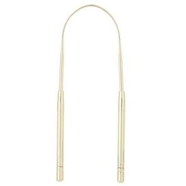 Raspador de lengua, raspador limpiador de lengua de acero inoxidable 304, herramienta portátil de cuidado bucal para refrescar el aliento para adultos y niños(Oro)